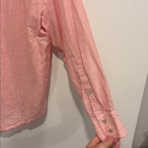 Zara Oversized Striped Pink 55% Linen Shirt - Picture 11 of 11